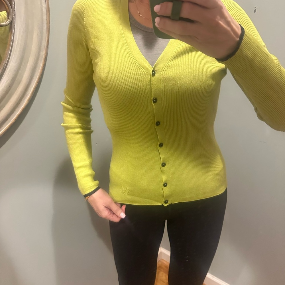 Louis Vuitton bright green cardigan size medium